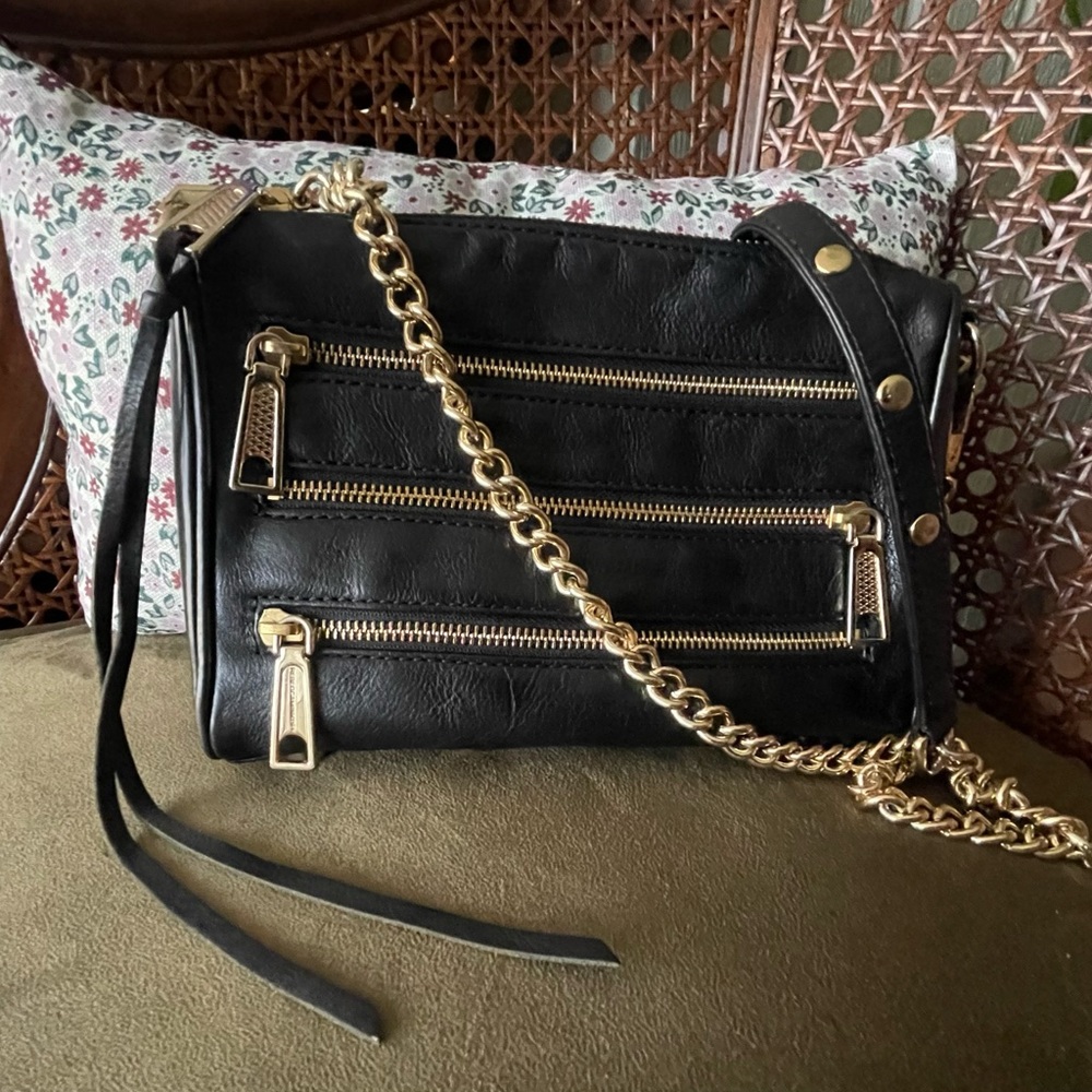 Rebecca Minkoff Black Crossbody Bag with Gold Accents